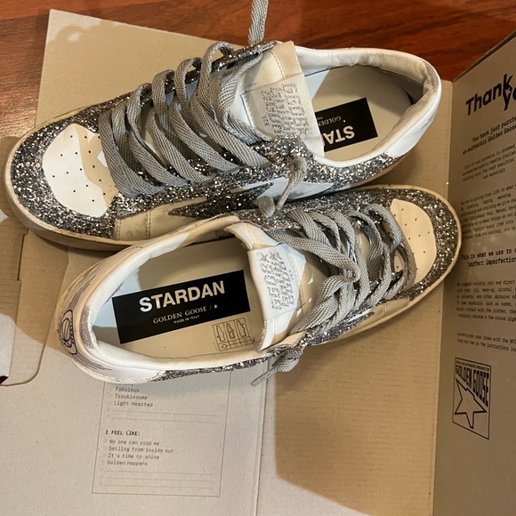 Golden Goose Stardan glitter low-top sneakers NWB size 8 - Picture 6 of 13